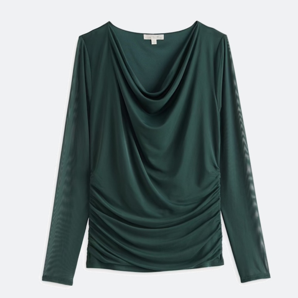 NWT: LS Mesh Cowl Neck Top